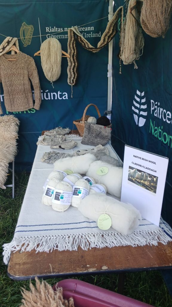 A close up photo of the items made from the wool and the wool available for sale